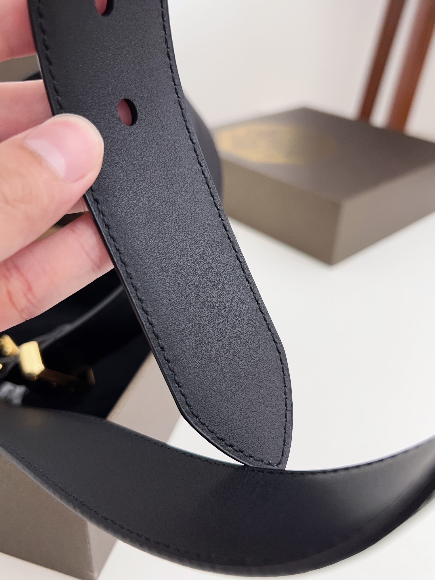 High-End Imported Leather Belt with 3.5cm Width and Fine Craftsmanship - 图片 7