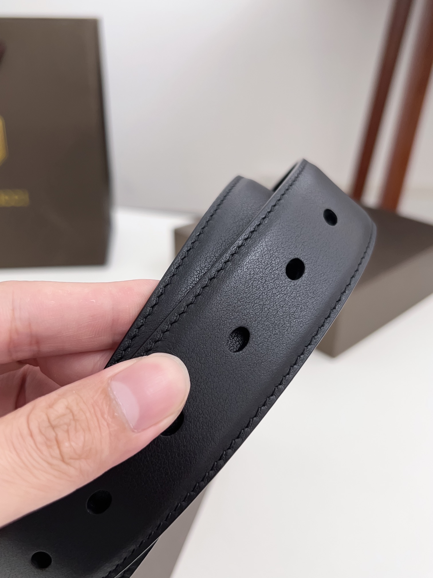 High-End Imported Leather Belt with 3.5cm Width and Fine Craftsmanship - 图片 6