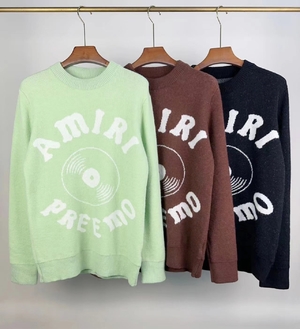 Amiri Clothing Sweatshirts Black Coffee Color Fluorescent Green Fall/Winter Collection