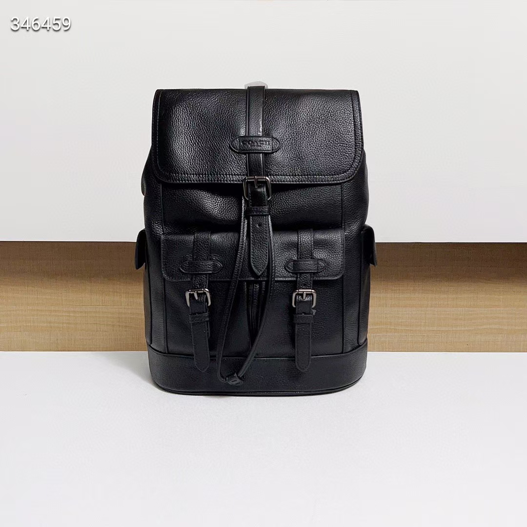 Coach COACHF23202蔻驰男包 新款大号男士双肩包背包纯头层牛皮 内置拉链袋 多功能袋 可放电脑 尺寸 31/42/14 售 黑色