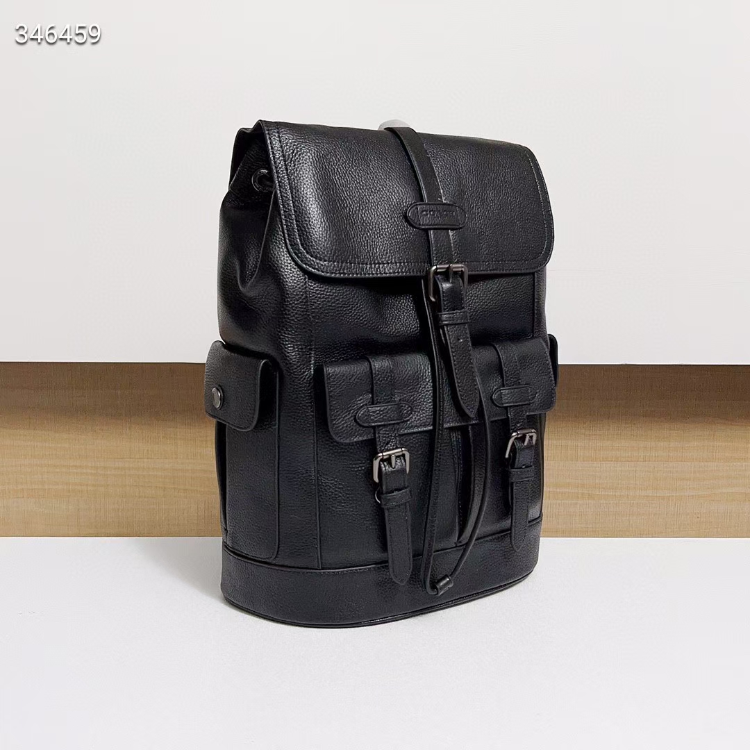 Coach COACHF23202蔻驰男包 新款大号男士双肩包背包纯头层牛皮 内置拉链袋 多功能袋 可放电脑 尺寸 31/42/14 售 黑色