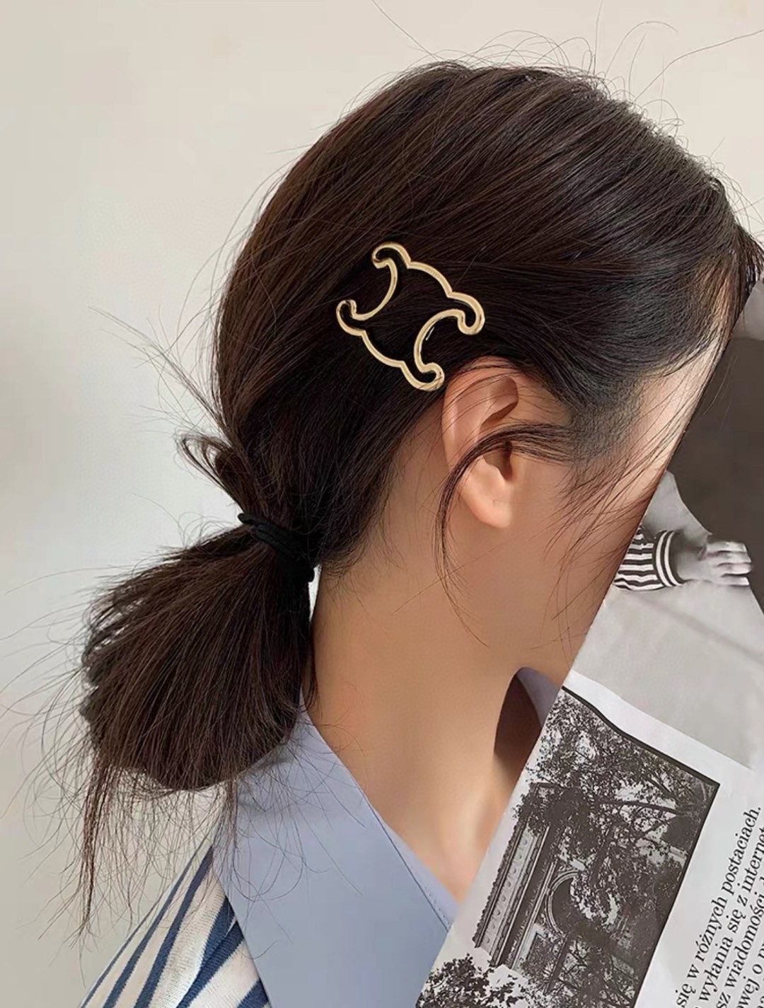 Celine New Hair Pin : Gold-Tone Triomphe Motif Pins for Updos 13 a1693569719879 7808