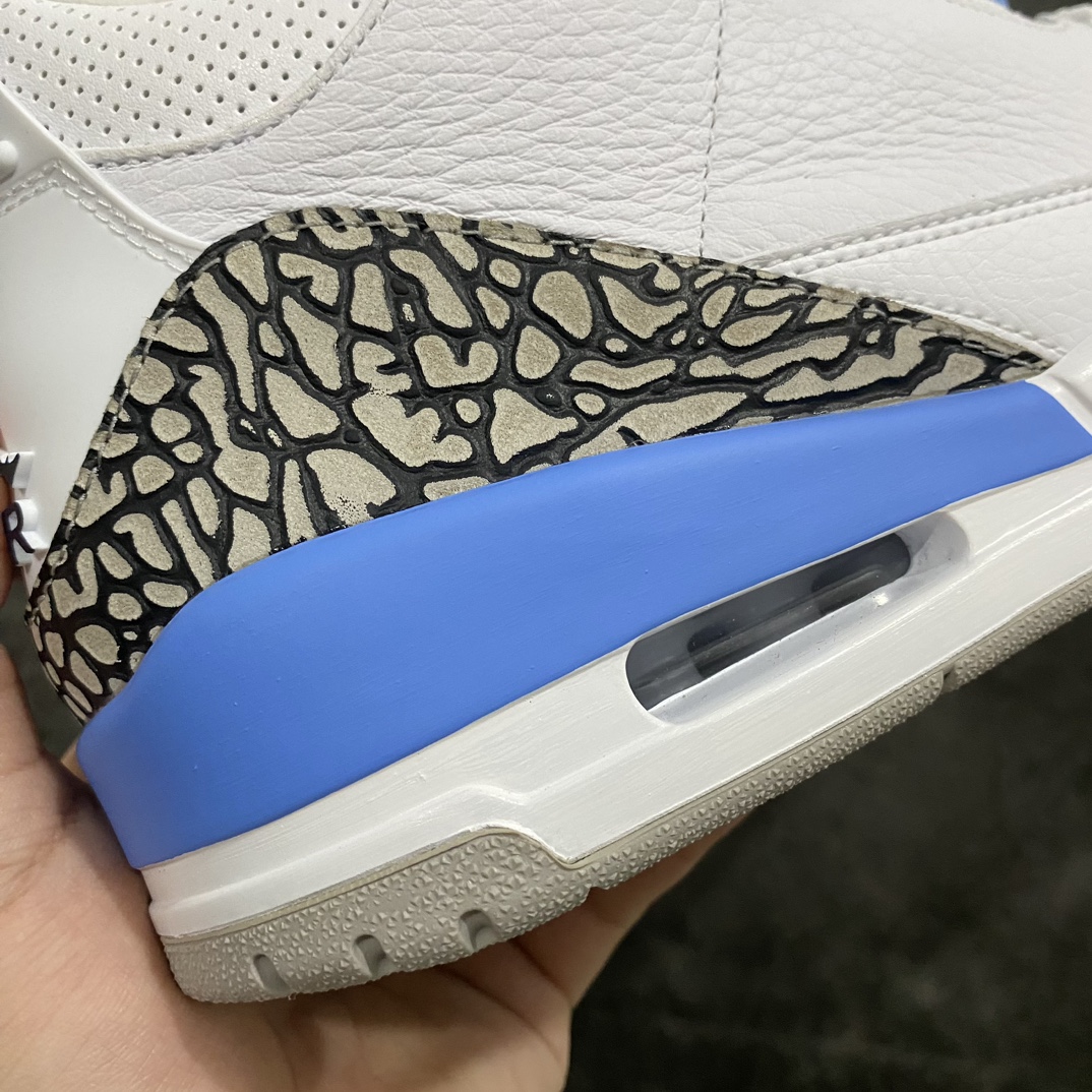 图片[9]-【莞产裁片版】Air Jordan AJ3 Retro \”Unc\” 北卡蓝纯原生产线出品毋庸置疑的顶级好货n原楦原纸板 一眼正品既视感原厂采购皮料 100%一致原版n鞋舌电绣发往原厂代工后回莆成型n细节均已解码 还原度高达98%货号：CT8532 104 尺码：40.5 41 42 42.5 43 44 44.5 45 46 47.5-莆田鞋批发中心