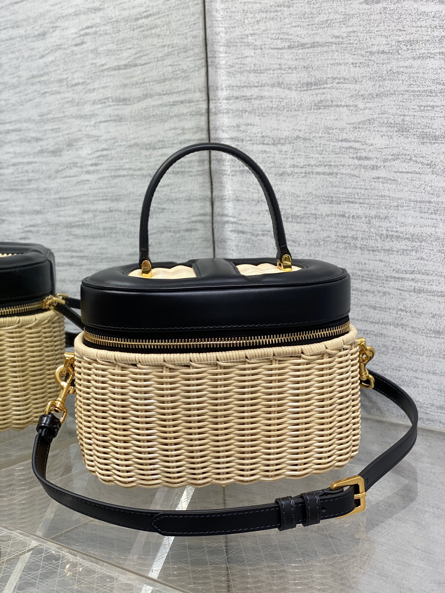 DIOR 竹編 化妝盒 手提包 可拆卸肩帶