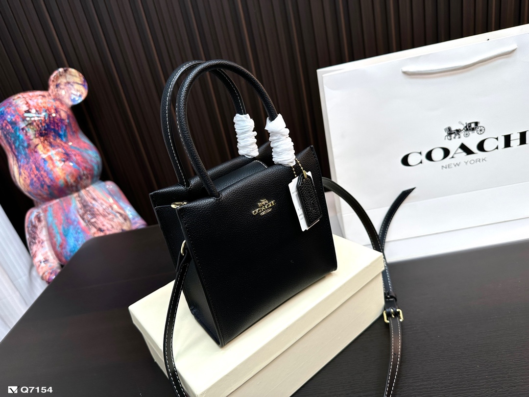 With box COACH shopping bag mini Cally paper bag Tote bag rat goods top quality YKK glossy hardware 
