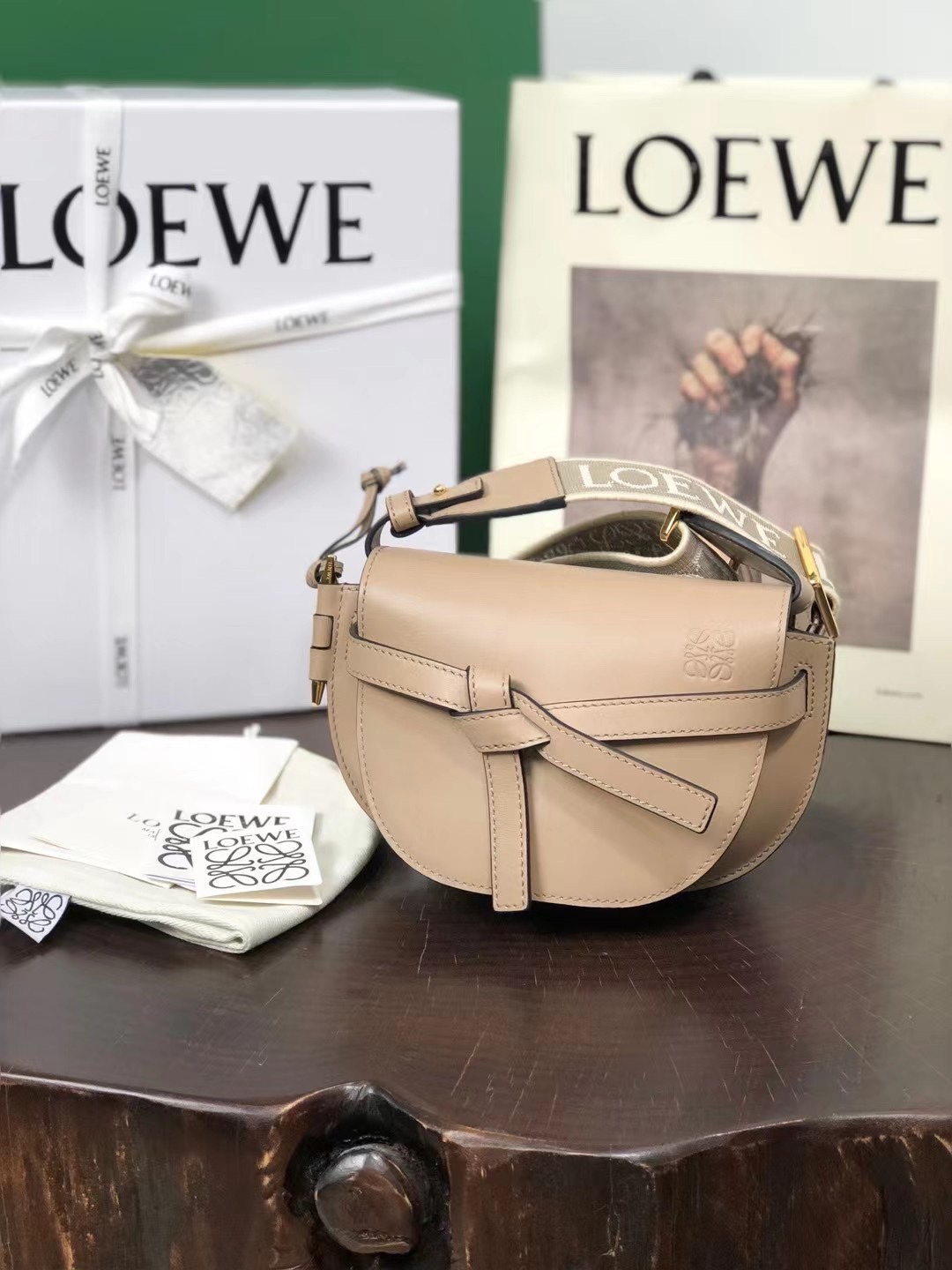 Loewe Gate Dual Bags Handbags Printing Calfskin Canvas Chamois Cowhide Casual