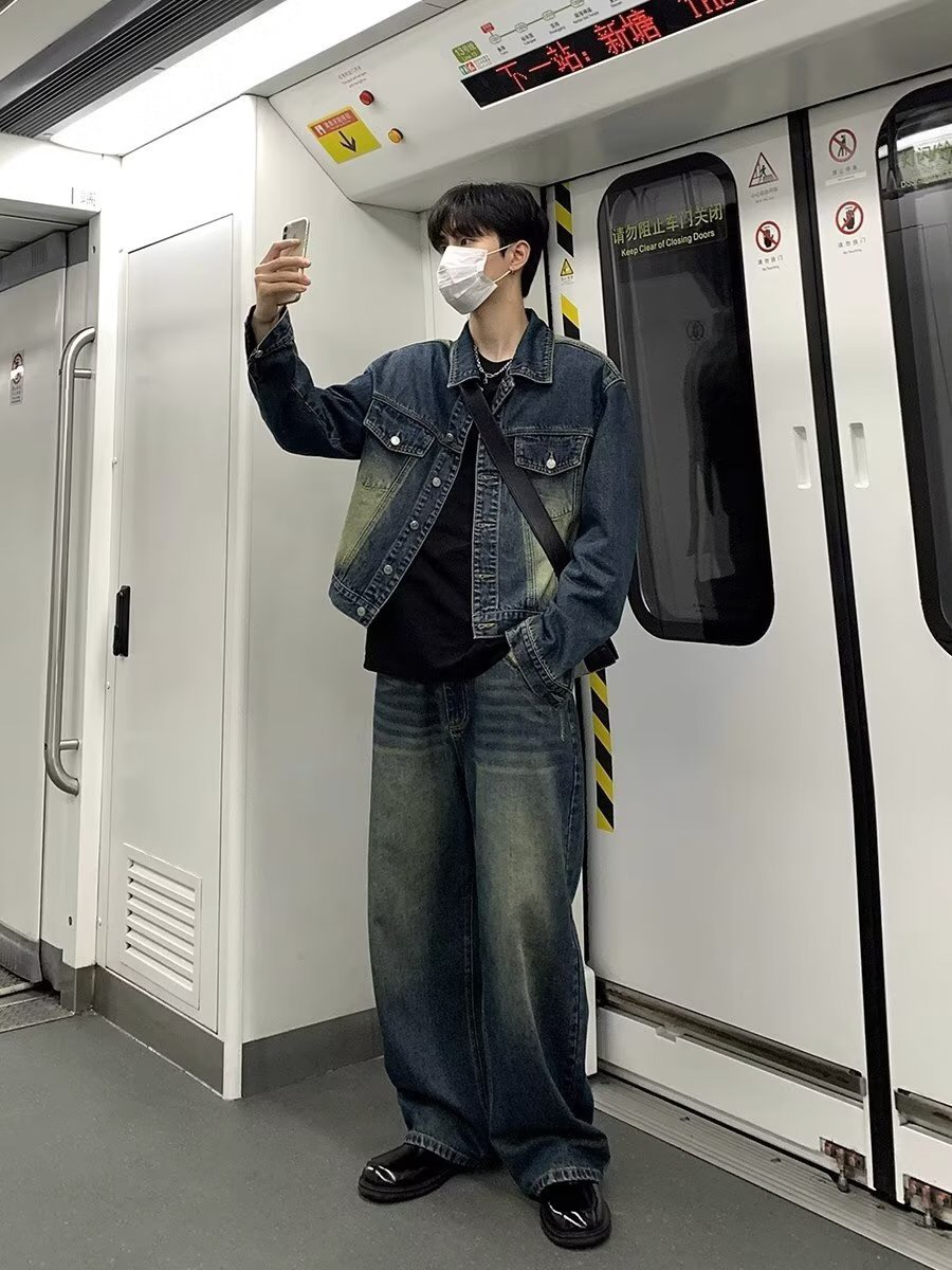 Retrospect Cowboy Coats & Easy-Breathed Pants with Classic Logo for All Genders - 图片 2