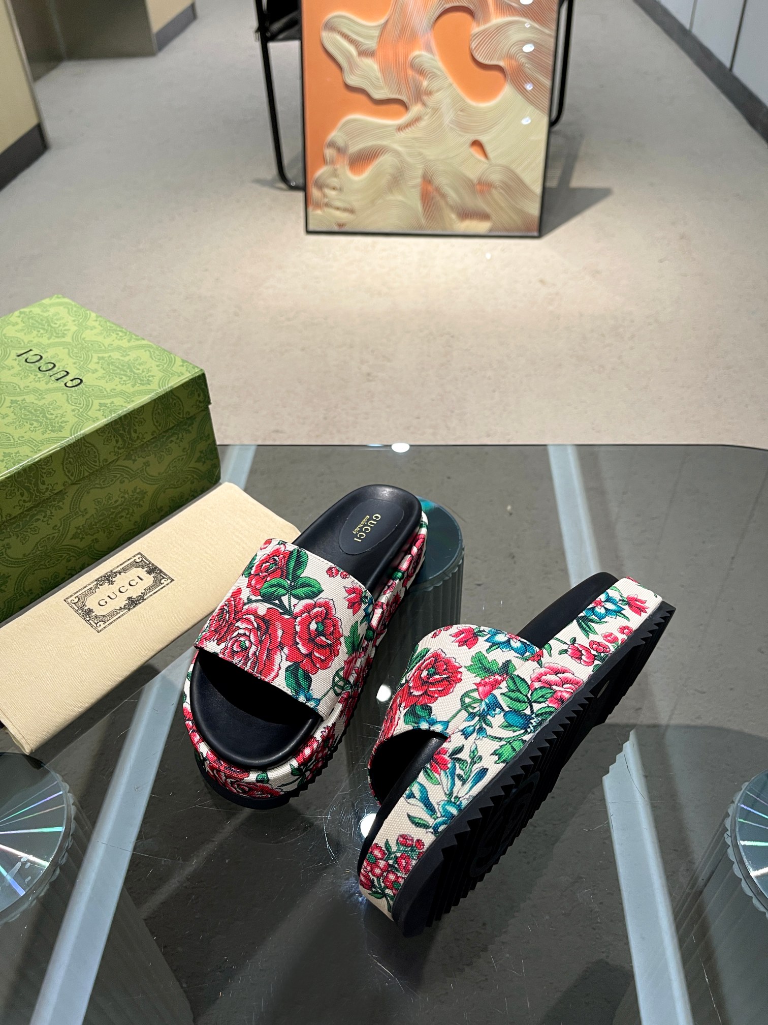 Gucci Limited Edition Floral Print Platform Slides Thick Sole Sandals 10 a1693641008917 1862