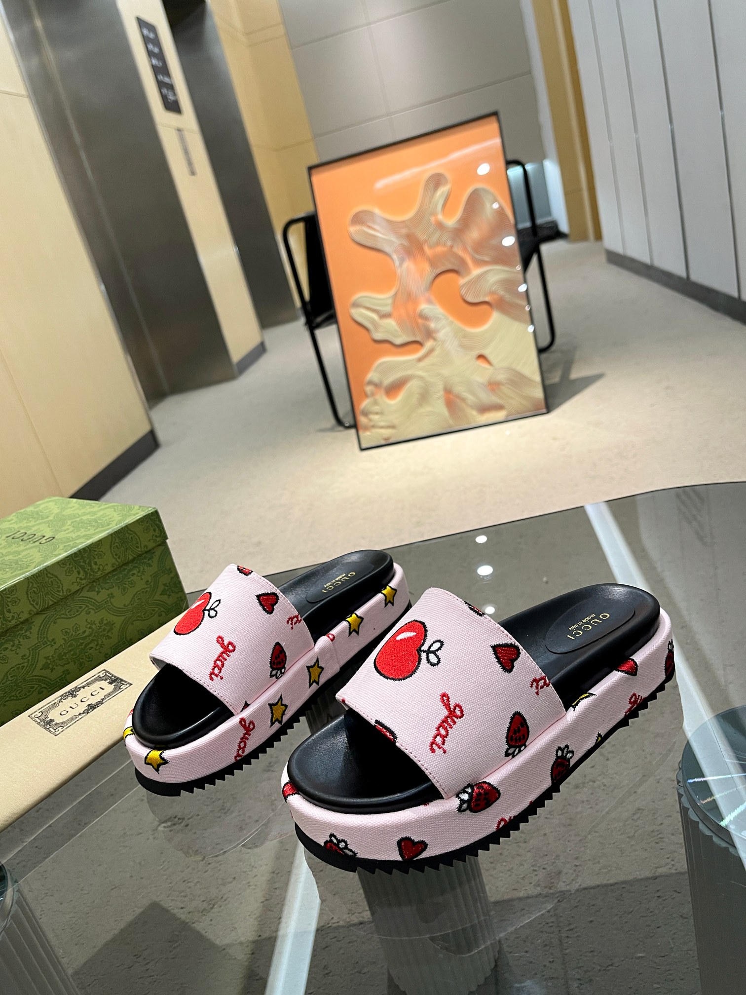 Gucci Limited Edition Platform Slides with Strawberry and Apple Print 3 a1693641024080 8182