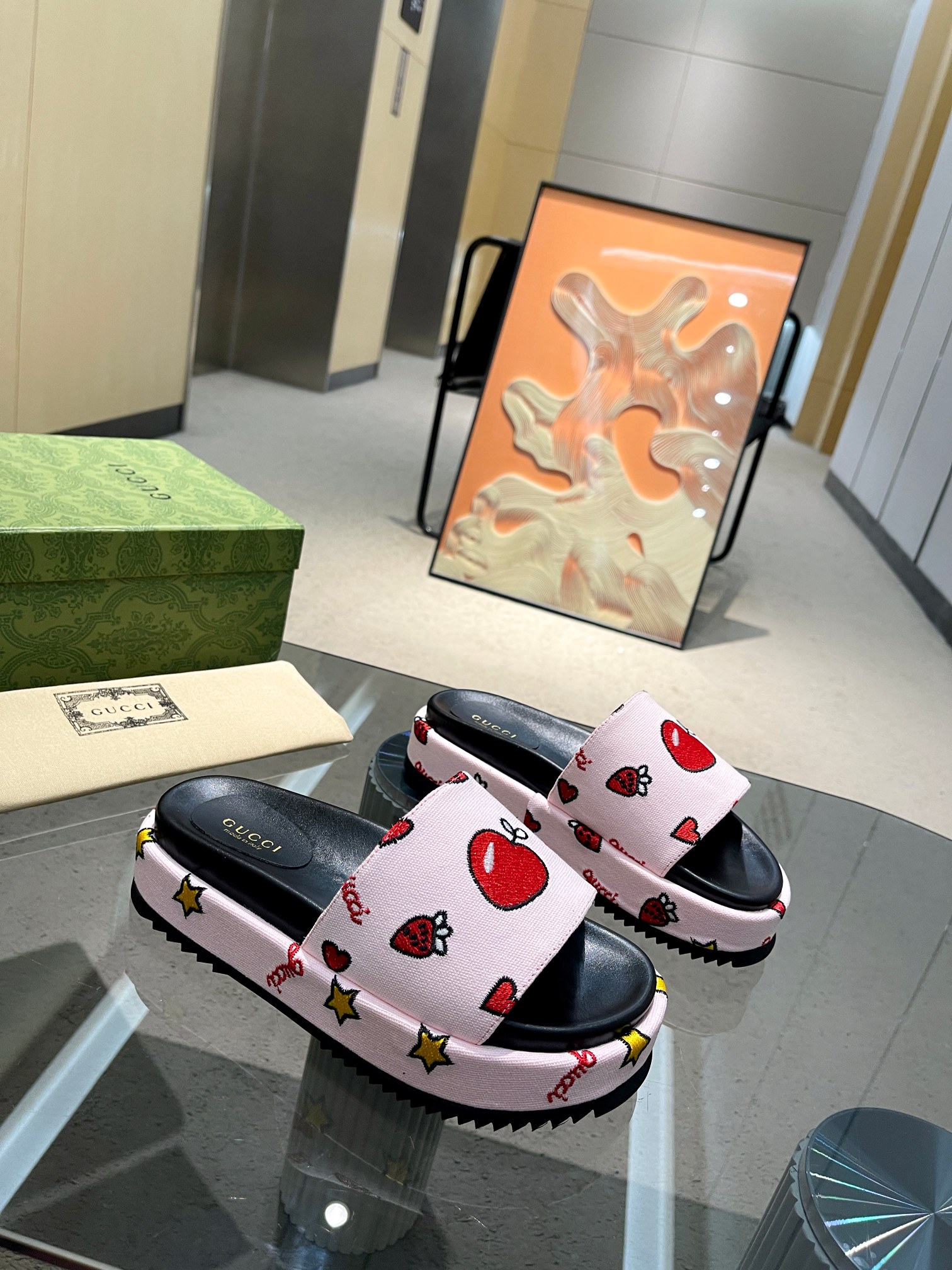 Gucci Limited Edition Platform Slides with Strawberry and Apple Print 6 a1693641025064 4681