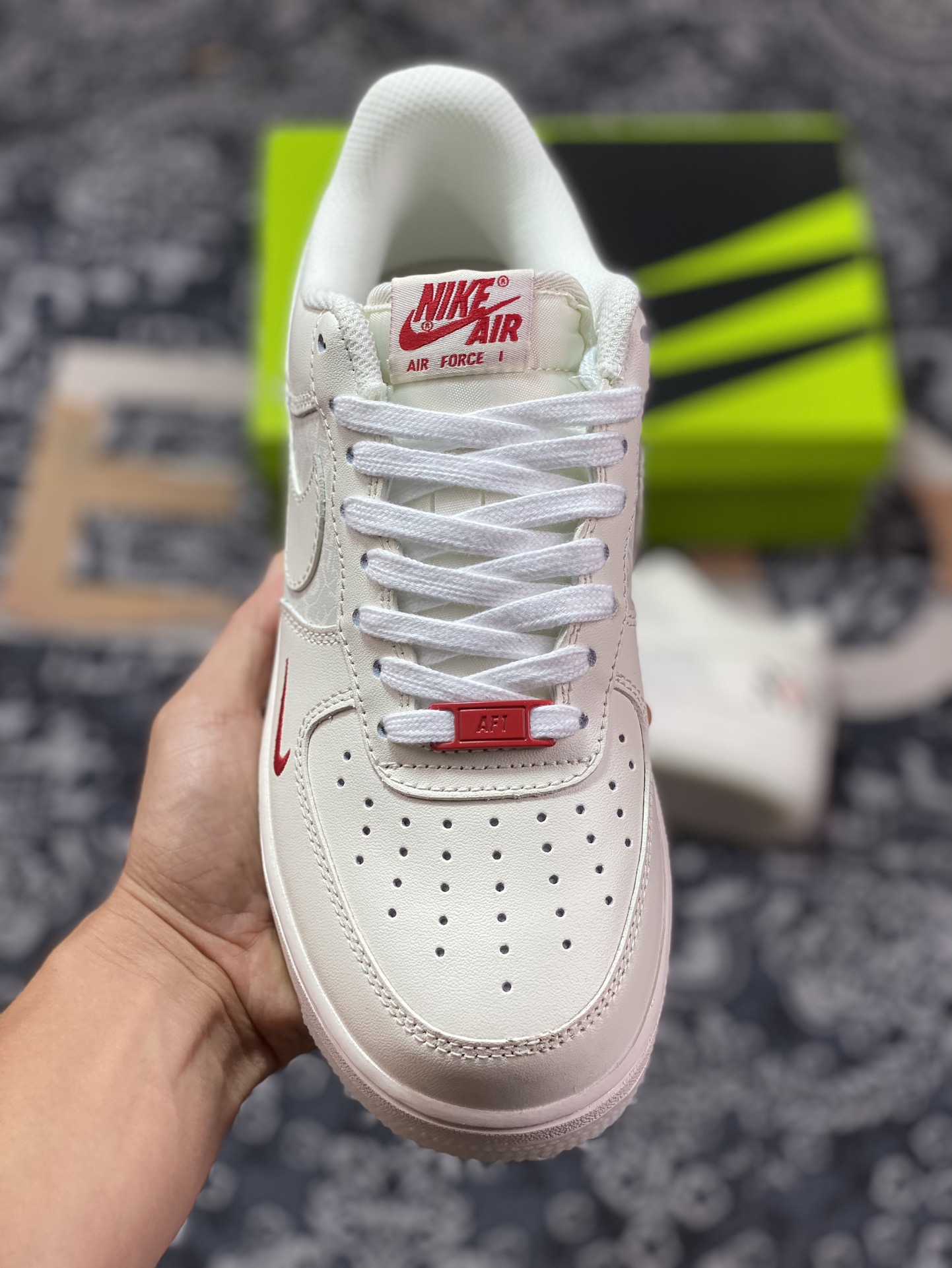 Louis Vuitton x Nike Air Force 1 07 LV8 Low ”Off-White/Beige/Red LV” Air Force One Sneakers ”OW Joint Beige Black and Red LV Print” BS6055-825