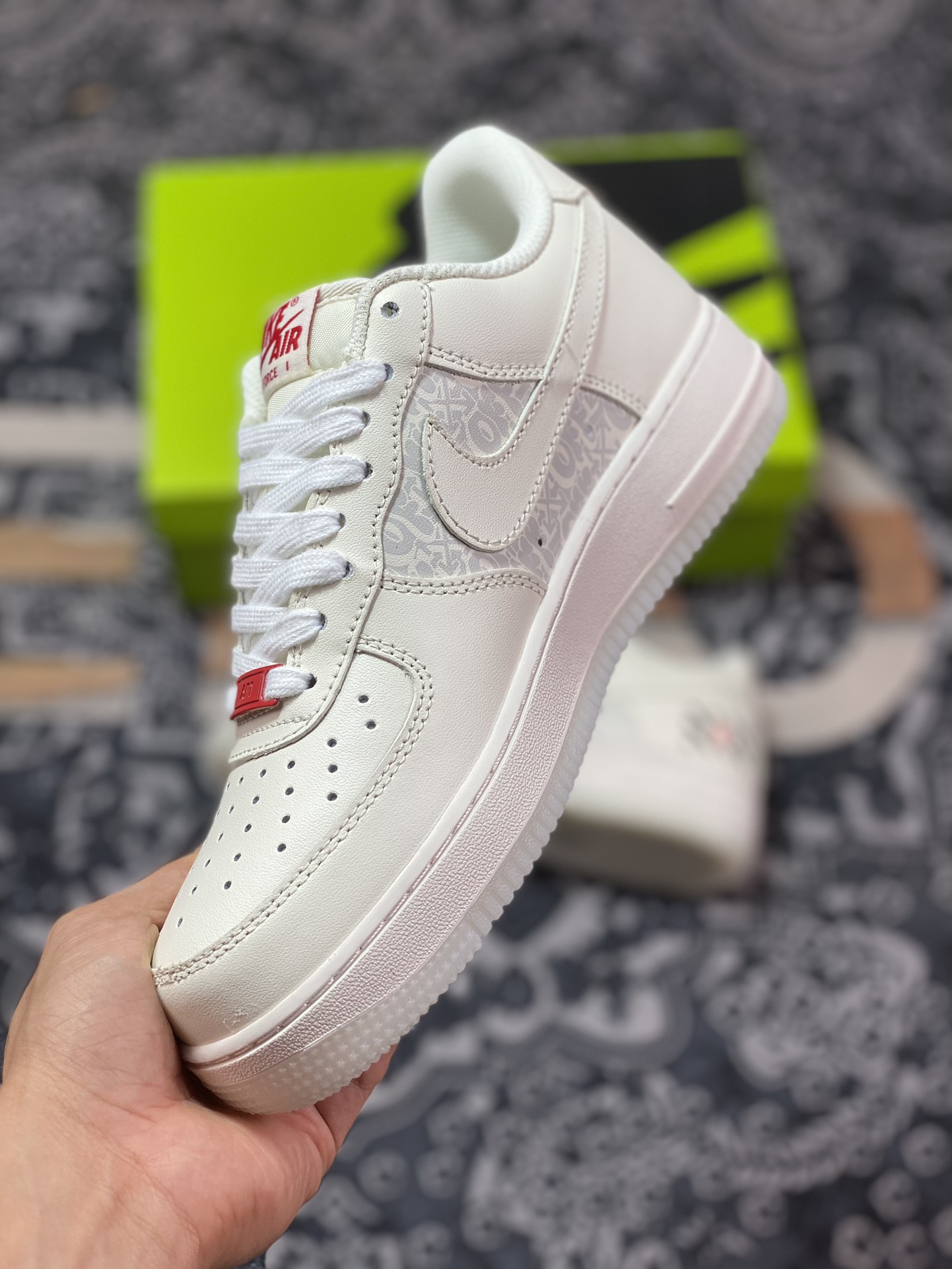 Louis Vuitton x Nike Air Force 1 07 LV8 Low ”Off-White/Beige/Red LV” Air Force One Sneakers ”OW Joint Beige Black and Red LV Print” BS6055-825