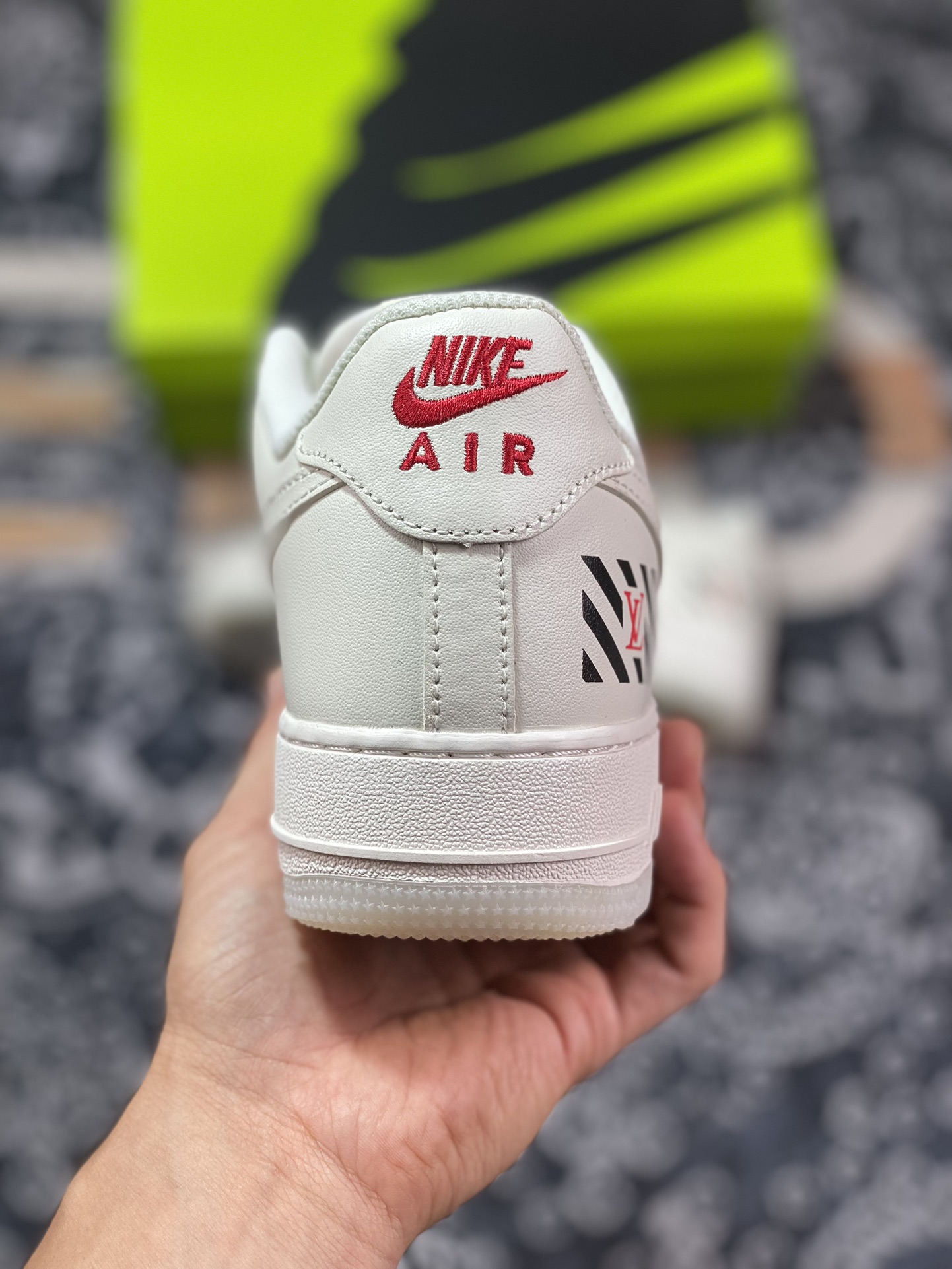 Louis Vuitton x Nike Air Force 1 07 LV8 Low ”Off-White/Beige/Red LV” Air Force One Sneakers ”OW Joint Beige Black and Red LV Print” BS6055-825