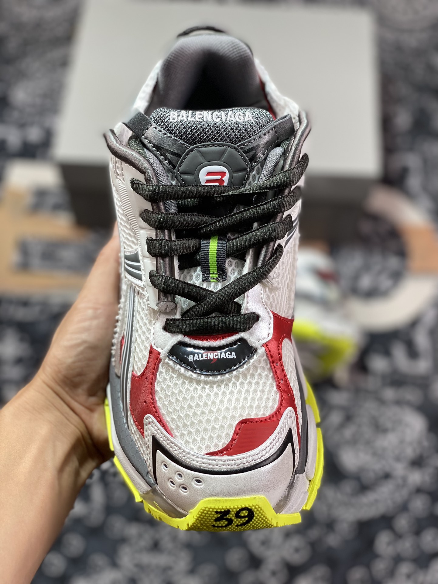 Balenciaga BALENCIAGA Runner Sneaker ”White/Dark Grey/Red” 2.0 jogging series low-top jogging shoes ”2.0 Deconstruction Destruction White Dark Grey Red Yellow” 772767 W3RNY 0509