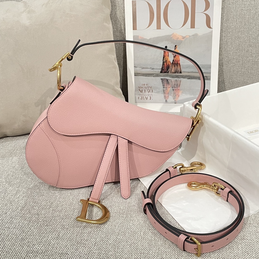 디올 Saddle 25.5cm 핑크 소가죽 새들백 레플리카
