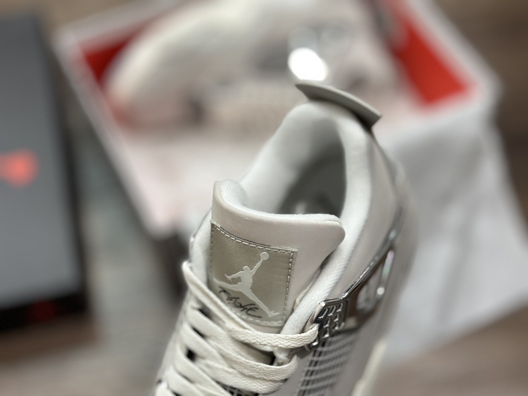 Air Jordan 4 AJ4 Joe 4 electroplated silver basketball shoes AQ9129-001