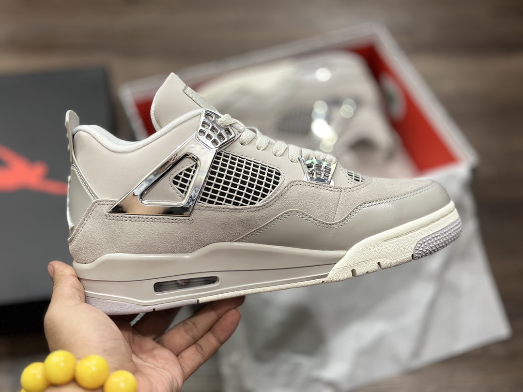 Air Jordan 4 AJ4 Joe 4 electroplated silver basketball shoes AQ9129-001