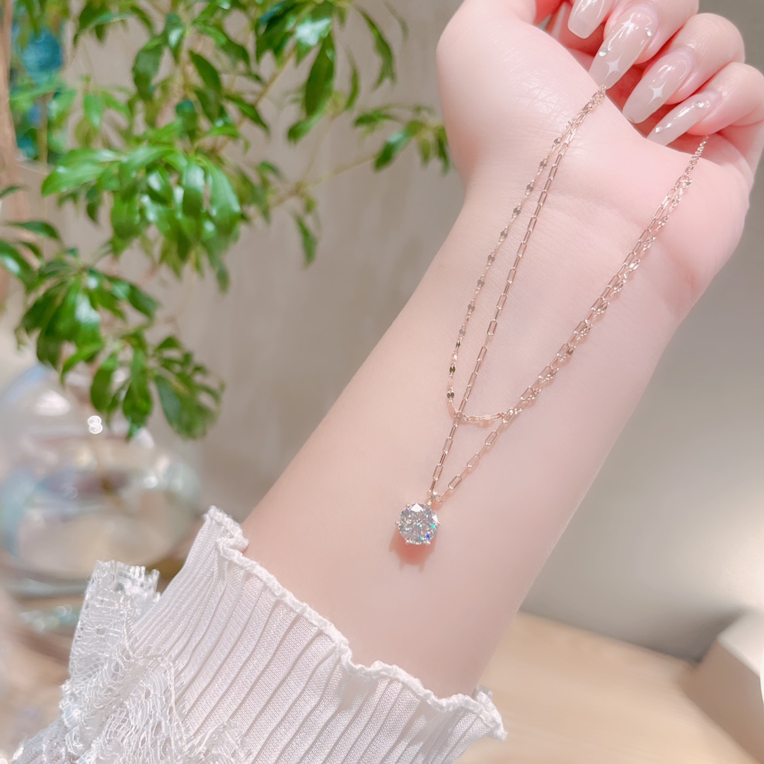 精巧ファインシルバーモアッサナイトネックレスゴールド 新築祝い