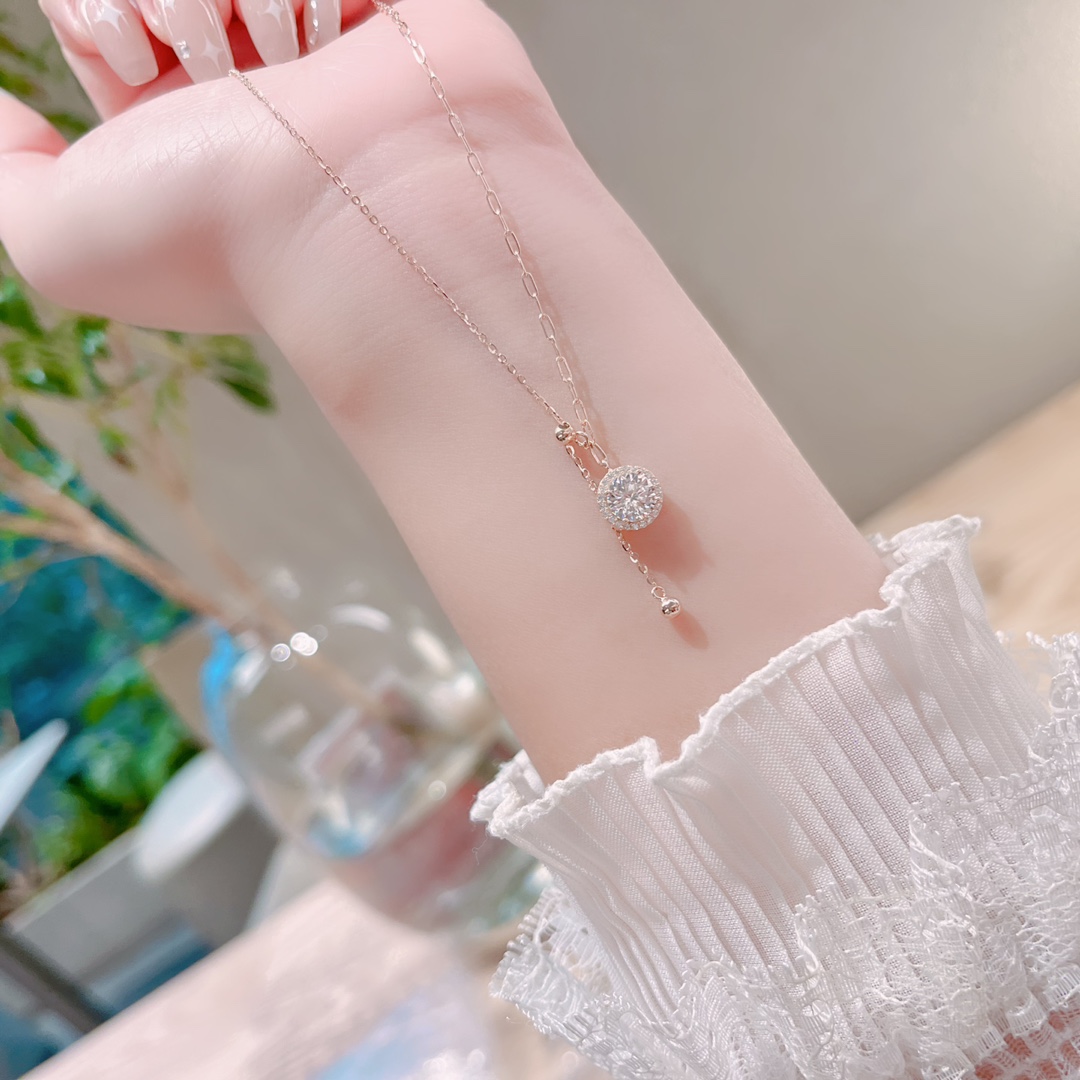 Nickel Free Silver Moissanite Necklace Elegant Annual Party Gold