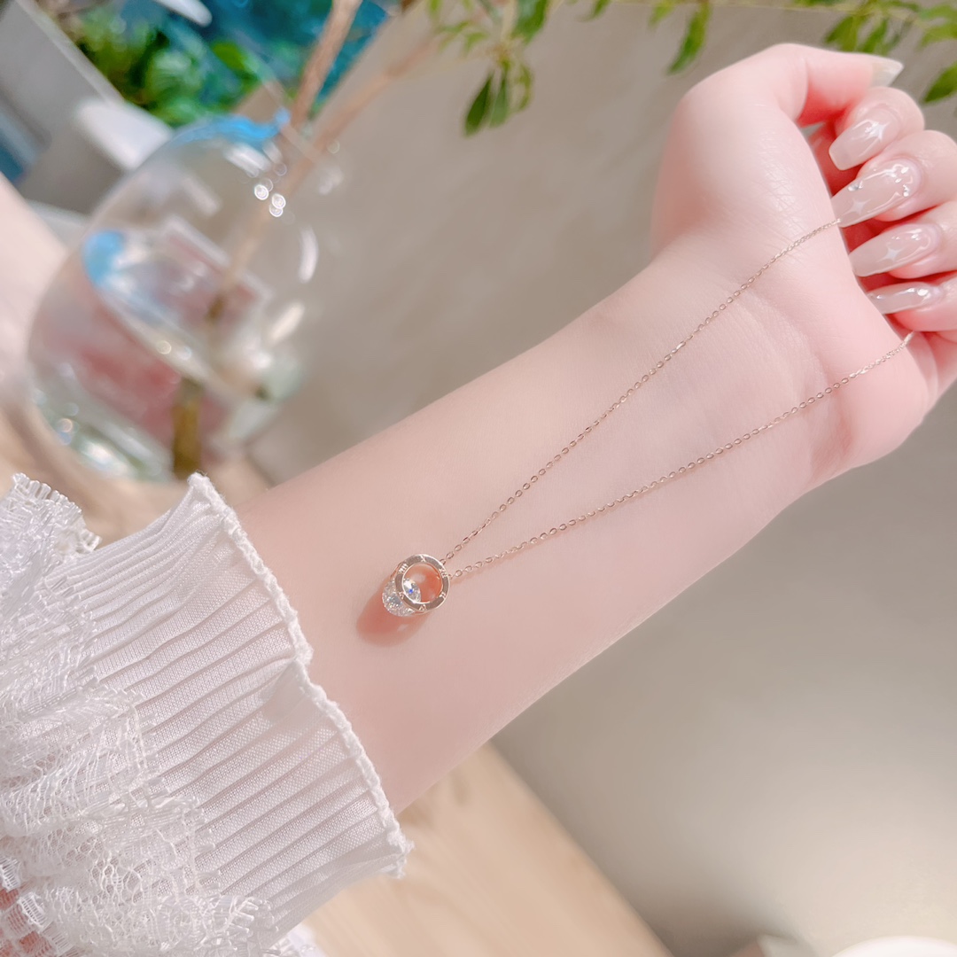 Fine Silver Moissanite Necklace Artistic Self-love Gold