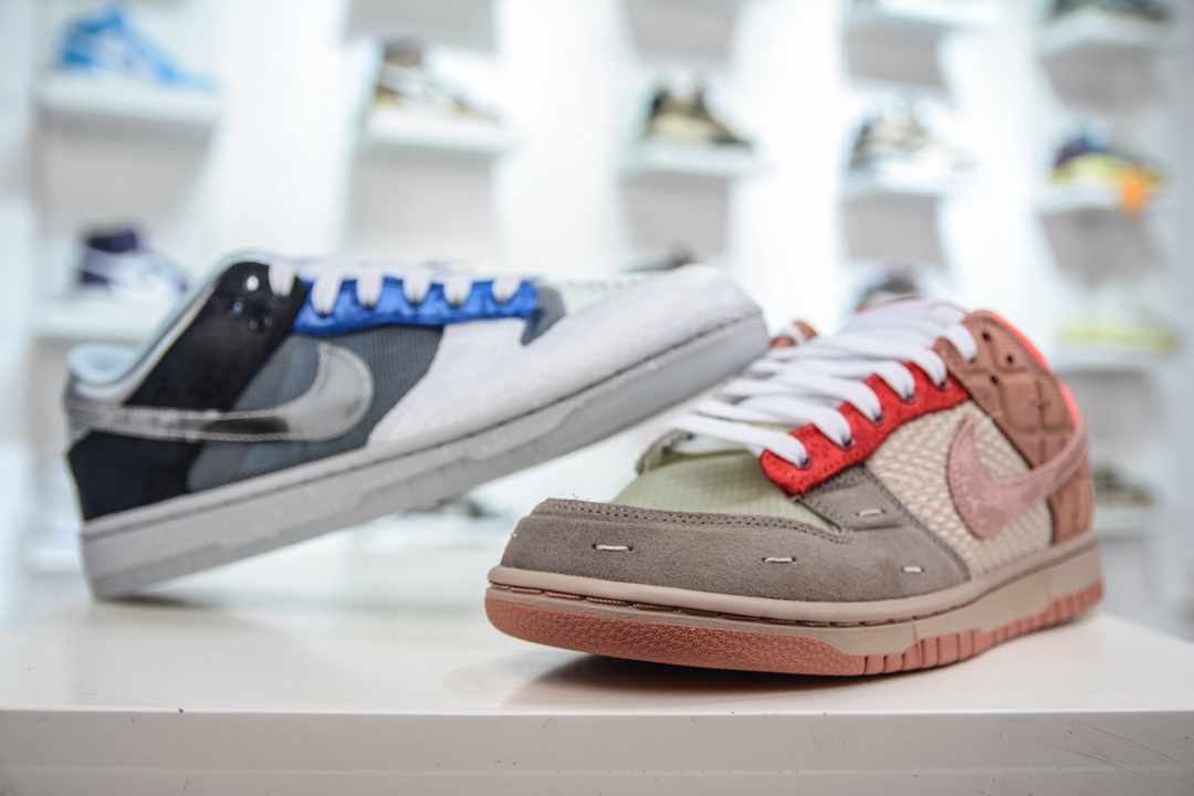 TOP pure original CLOT x NK Dunk SB Low ”What TheCLOT” brown blue gray with sneaker card FN0316-999