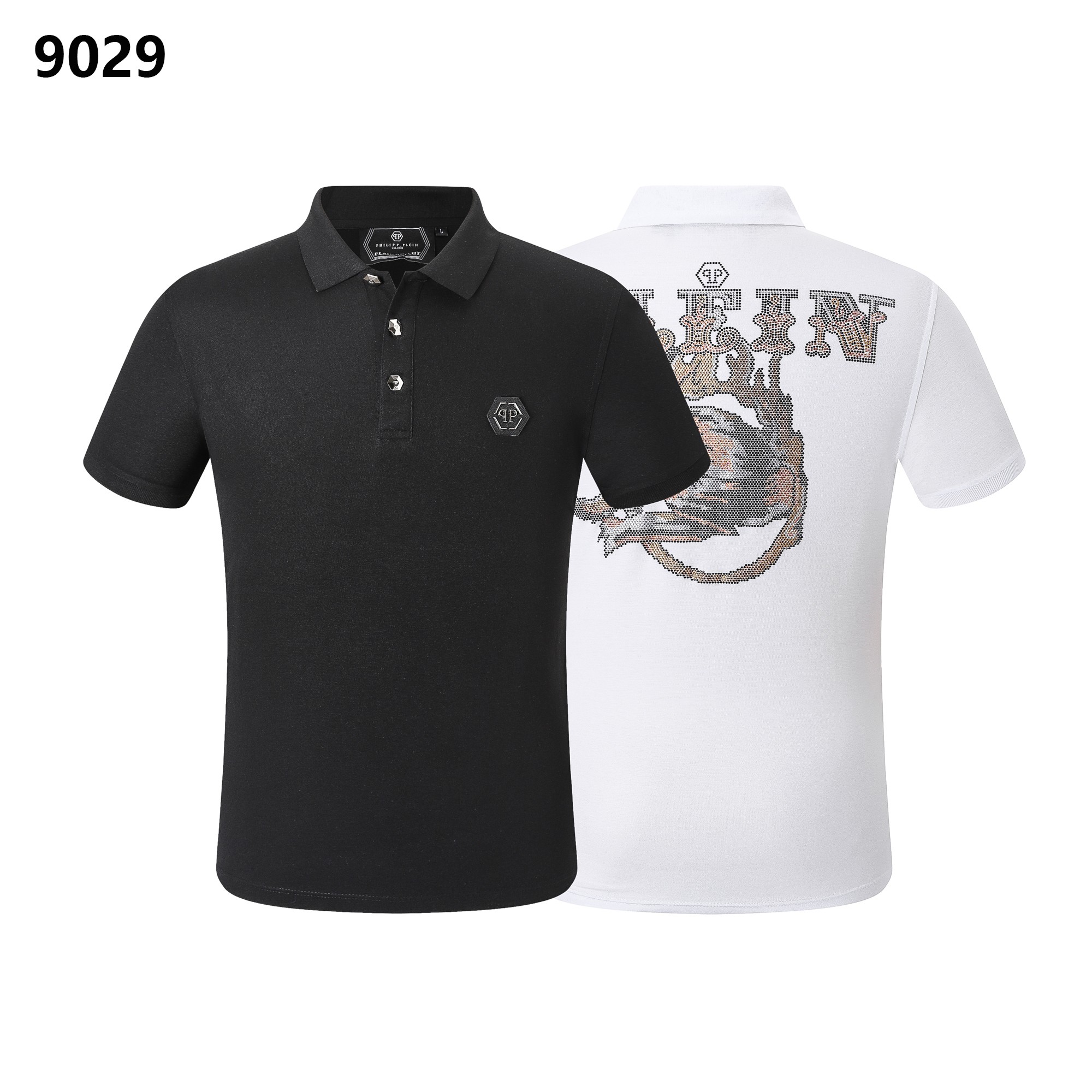 Philipp Plein Clothing Polo T-Shirt Black White Men Spring/Summer Collection Short Sleeve