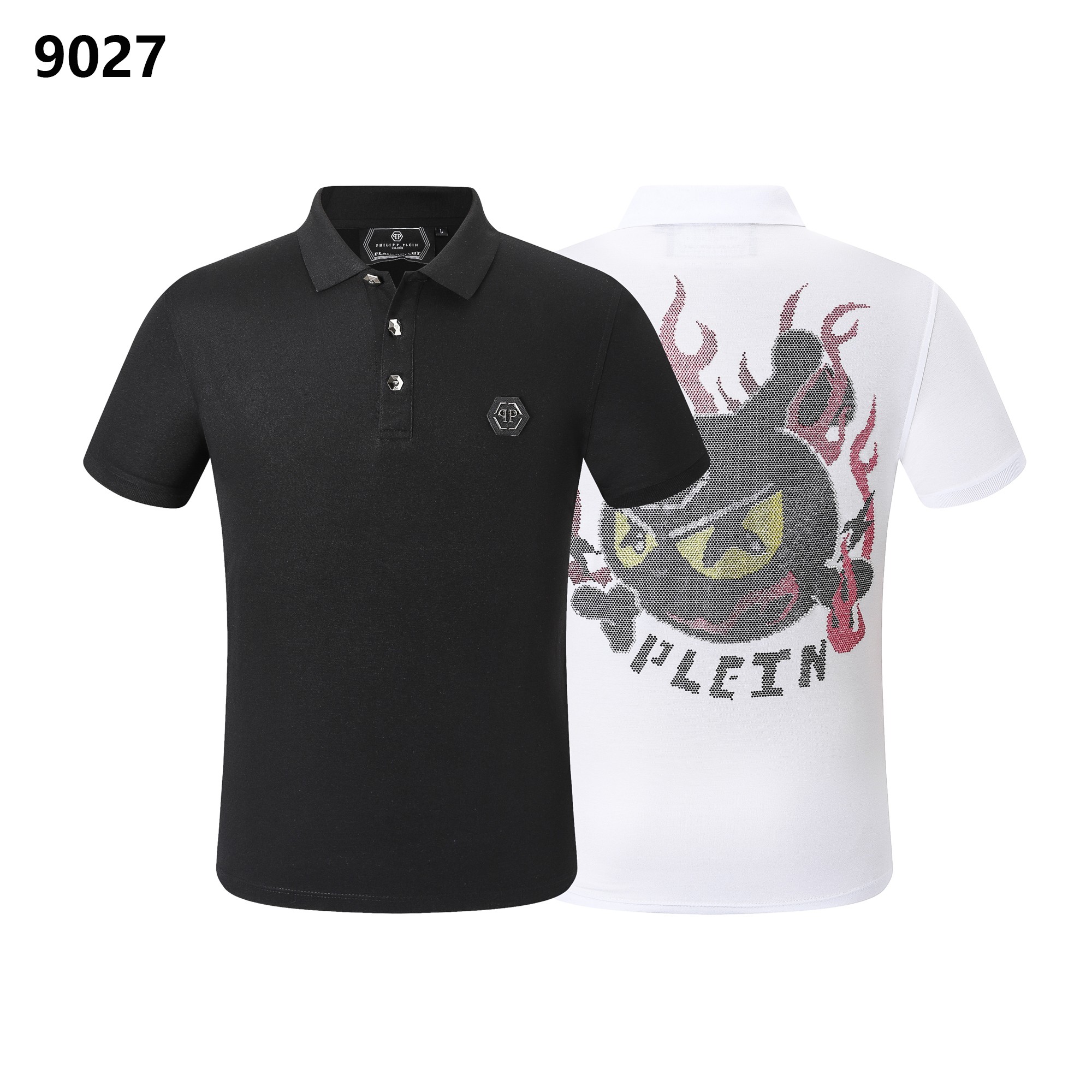 Philipp Plein Clothing Polo T-Shirt Black White Men Spring/Summer Collection Short Sleeve