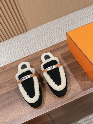 Hermes Kelly Shoes Half Slippers website to buy replica Cashmere Cowhide Fall/Winter Collection