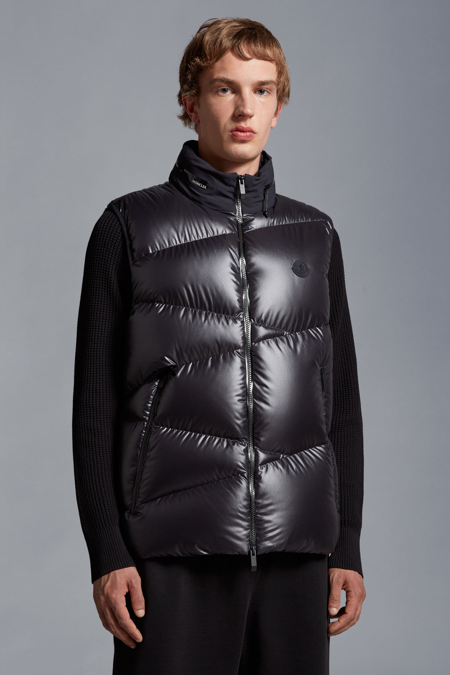 Réplica de la parte superior 1: 1
 Moncler Ropa Chaleco Negro Azul Blanco Poliéster Plumón ganso blanco