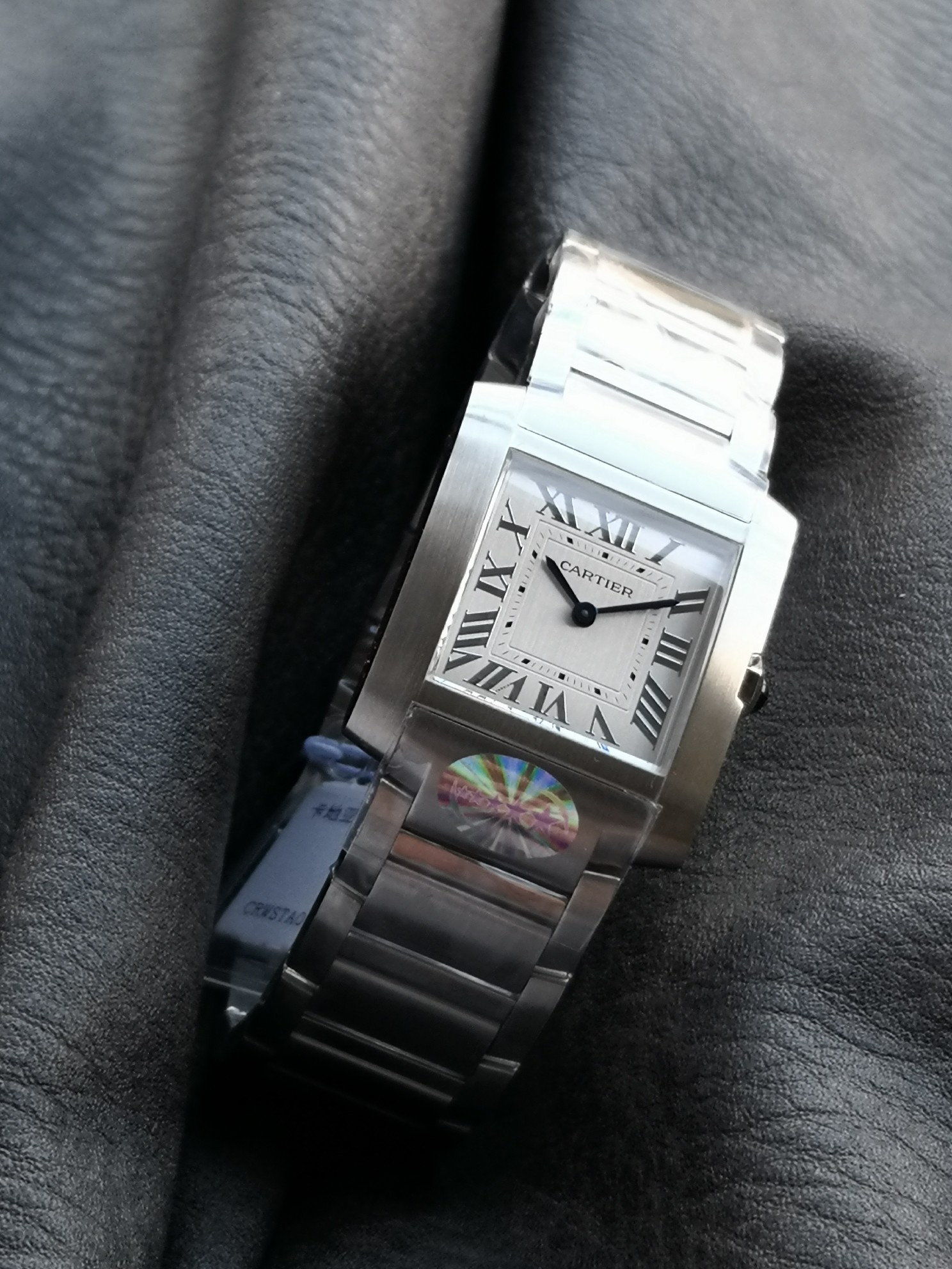 까르띠에 탱크 5 S공장 쿼츠 무브먼트 블루 화이트 스틸밴드 레플리카 42733 Cartier 상세 이미지 3