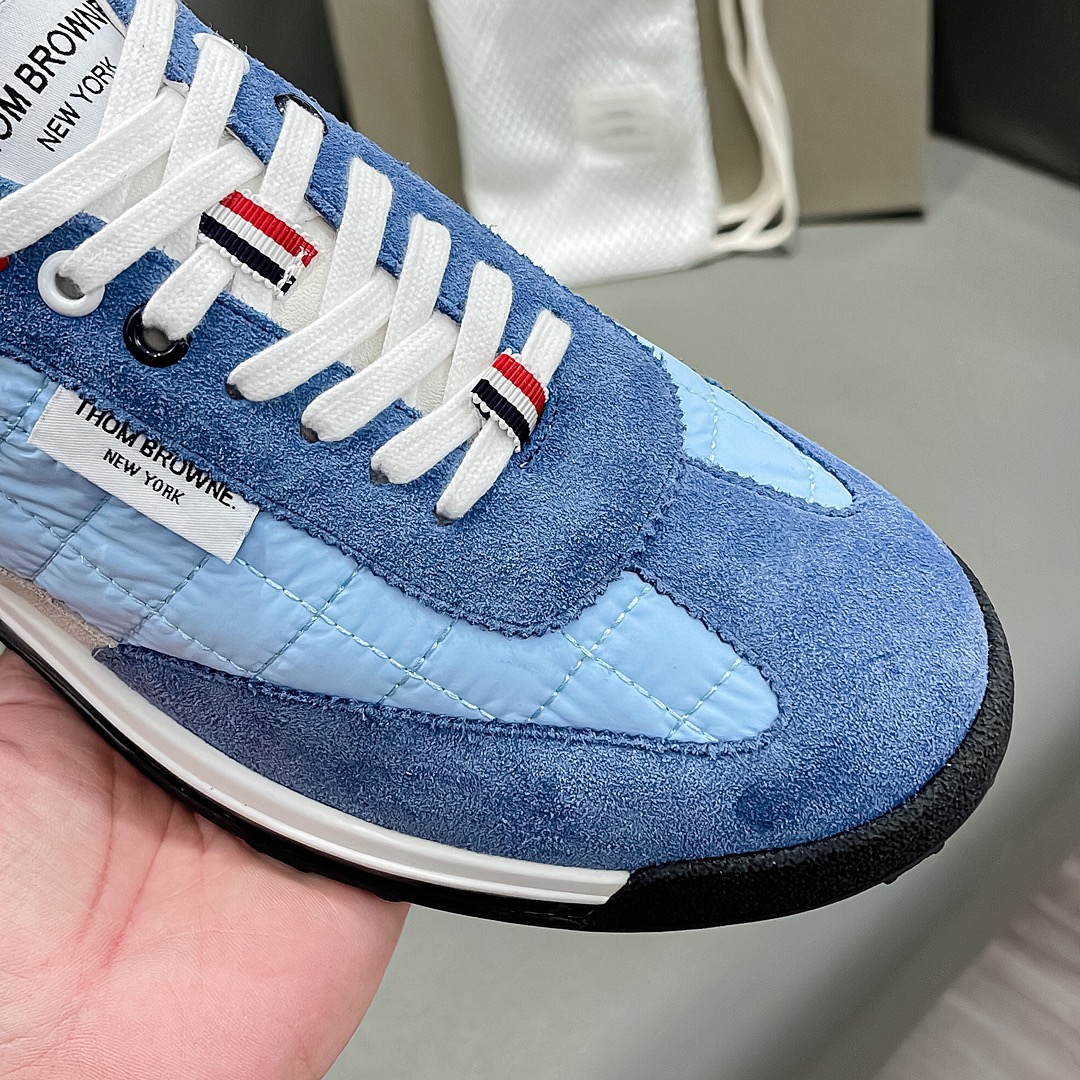 THOM BROWNE Morning Niroon Sneakers: White Blue Class, Cow Skin Liner, Transparent Soles, Size 38-44, P888 - 图片 7