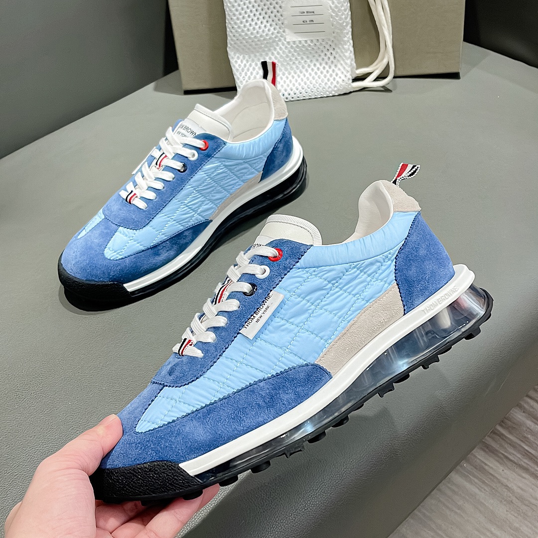 THOM BROWNE Morning Niroon Sneakers: White Blue Class, Cow Skin Liner, Transparent Soles, Size 38-44, P888 - 图片 6