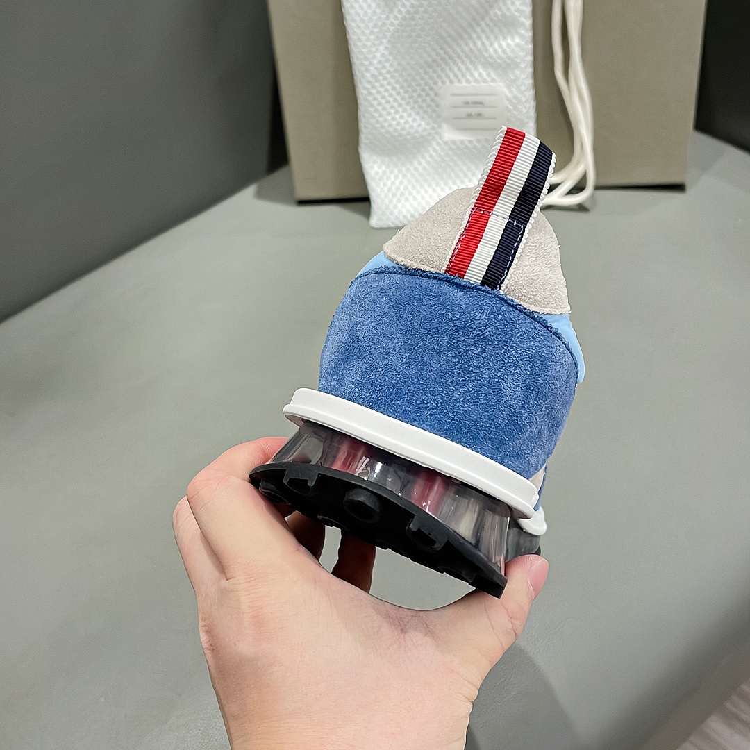 THOM BROWNE Morning Niroon Sneakers: White Blue Class, Cow Skin Liner, Transparent Soles, Size 38-44, P888 - 图片 8