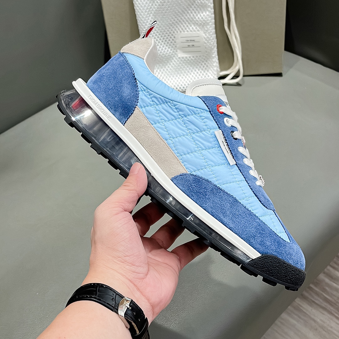 THOM BROWNE Morning Niroon Sneakers: White Blue Class, Cow Skin Liner, Transparent Soles, Size 38-44, P888 - 图片 4