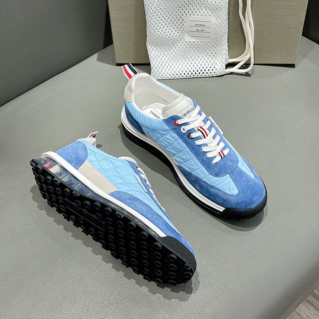 THOM BROWNE Morning Niroon Sneakers: White Blue Class, Cow Skin Liner, Transparent Soles, Size 38-44, P888 - 图片 2
