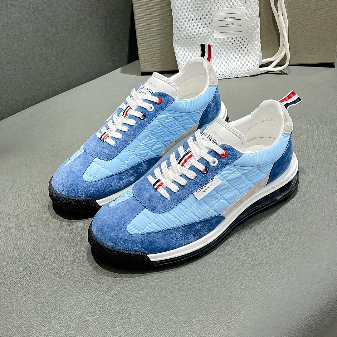THOM BROWNE Morning Niroon Sneakers: White Blue Class, Cow Skin Liner, Transparent Soles, Size 38-44, P888 - 图片 3
