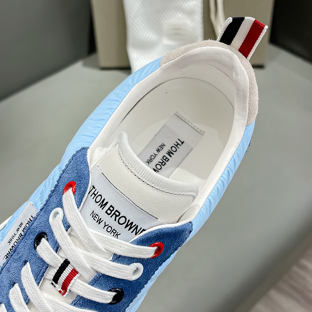 THOM BROWNE Morning Niroon Sneakers: White Blue Class, Cow Skin Liner, Transparent Soles, Size 38-44, P888 - 图片 9
