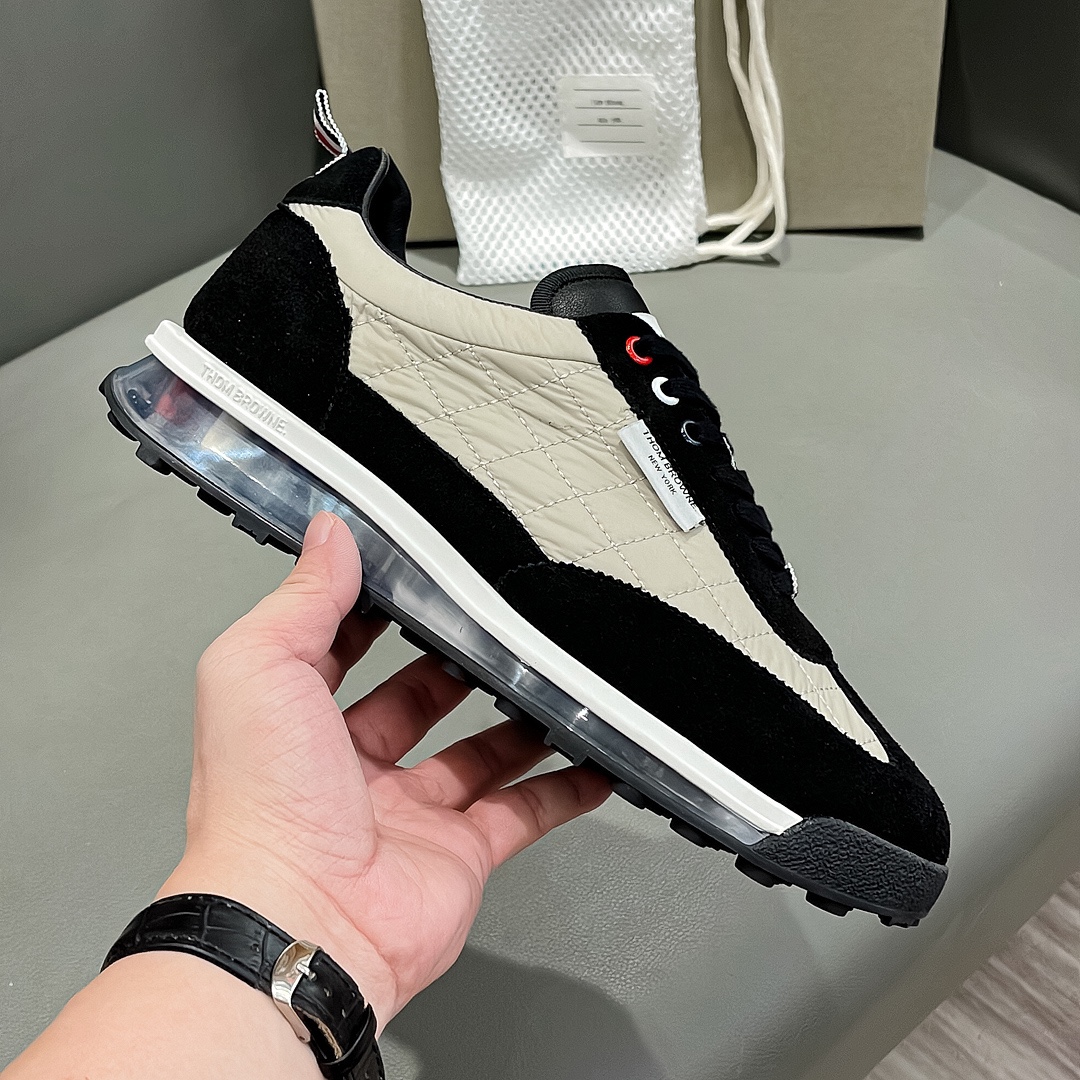 THOM BROWNE Black Almond-Weaved Sneaker with Calf Skin Liner from Early Fall Series - 图片 4
