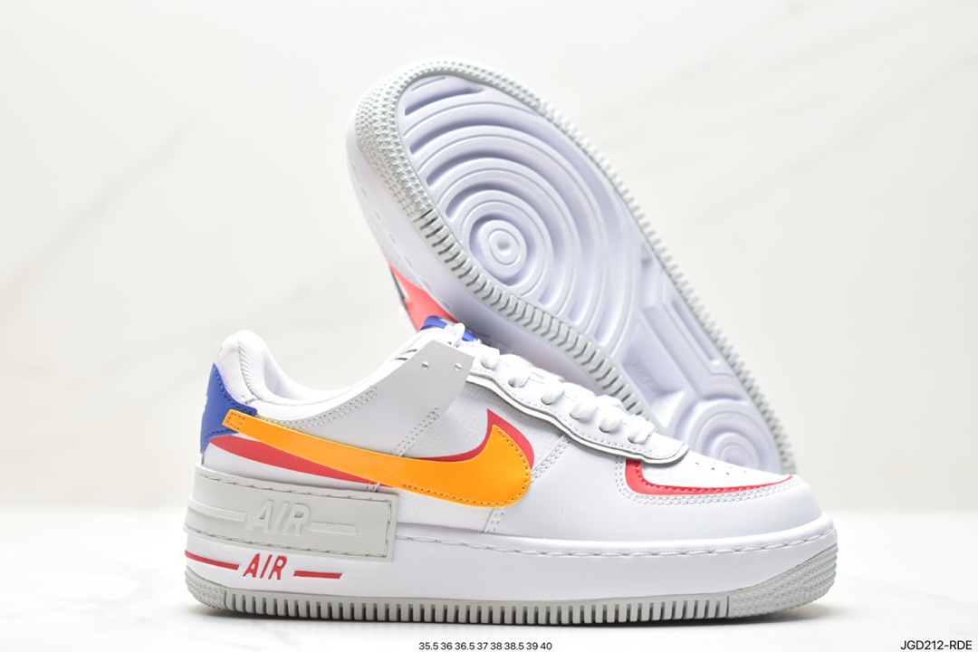 Nike WMNS Air Force 1 Shadow 马卡龙军空一号轻增量高低帮搭百板鞋 DZ1847-100