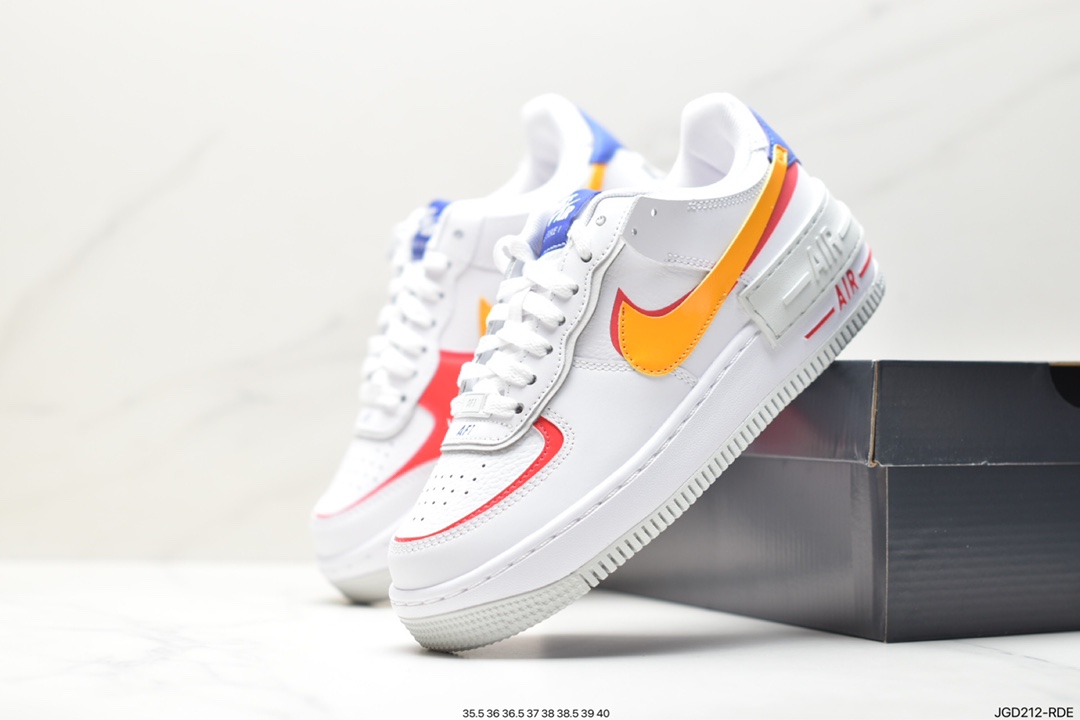 Nike WMNS Air Force 1 Shadow 马卡龙军空一号轻增量高低帮搭百板鞋 DZ1847-100