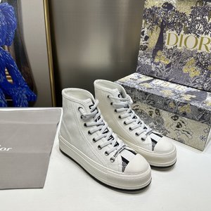 Best Like Dior Sneakers Canvas Shoes Fake AAA+ Orange Embroidery Canvas Cotton PU Sheepskin TPU Oblique High Tops