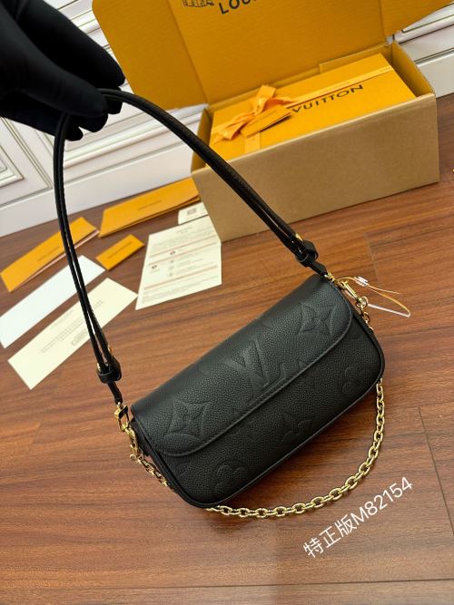 Louis Vuitton Black Embossed Leather Shoulder Baguette Bag 1 Louis Vuitton Black Embossed Leather Shoulder Baguette Bag