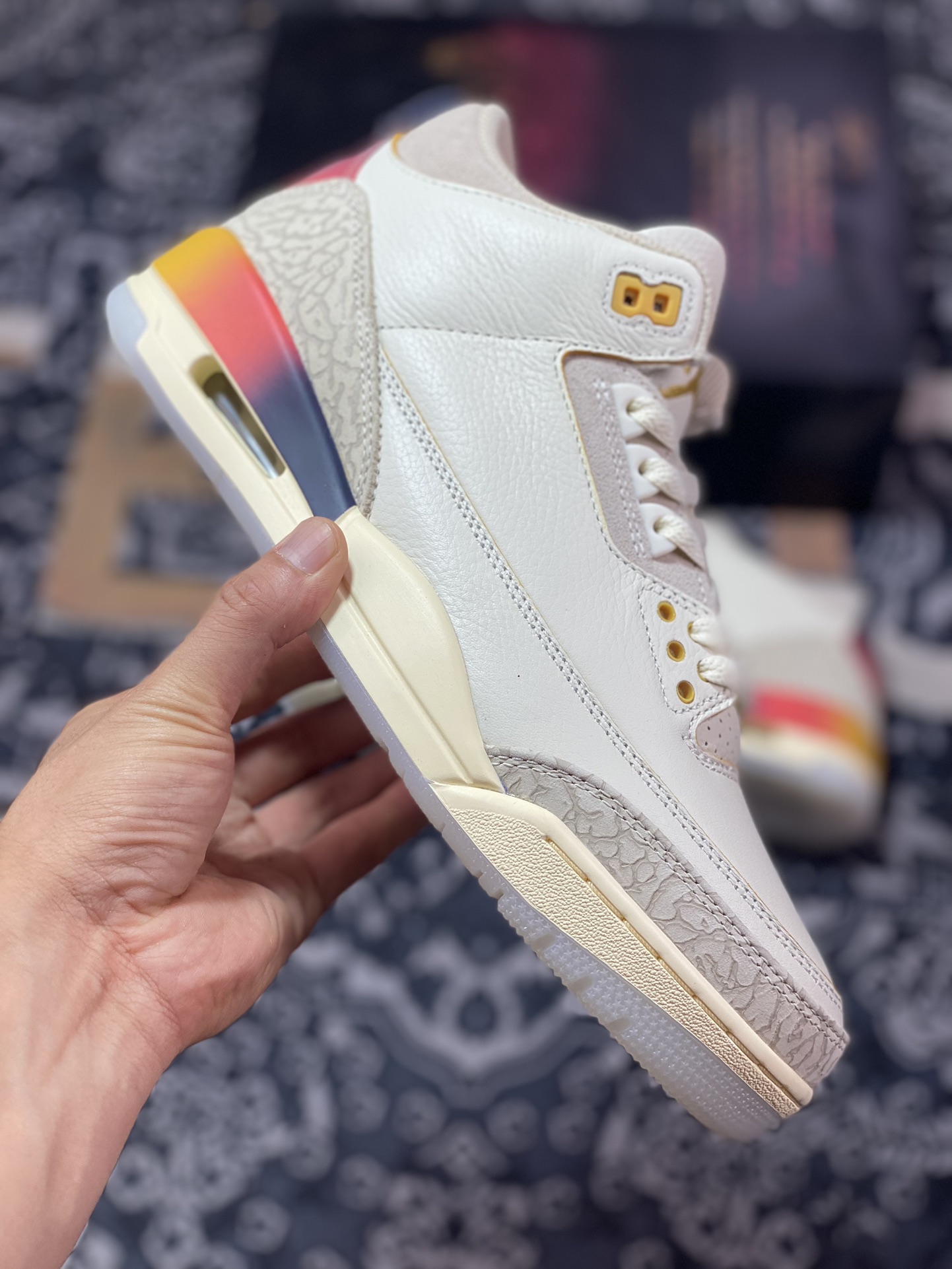 Original J Balvin x Air Jordan 3 Retro SP AJ3 Joe 3 Rainbow Smiley Face FN0344-901