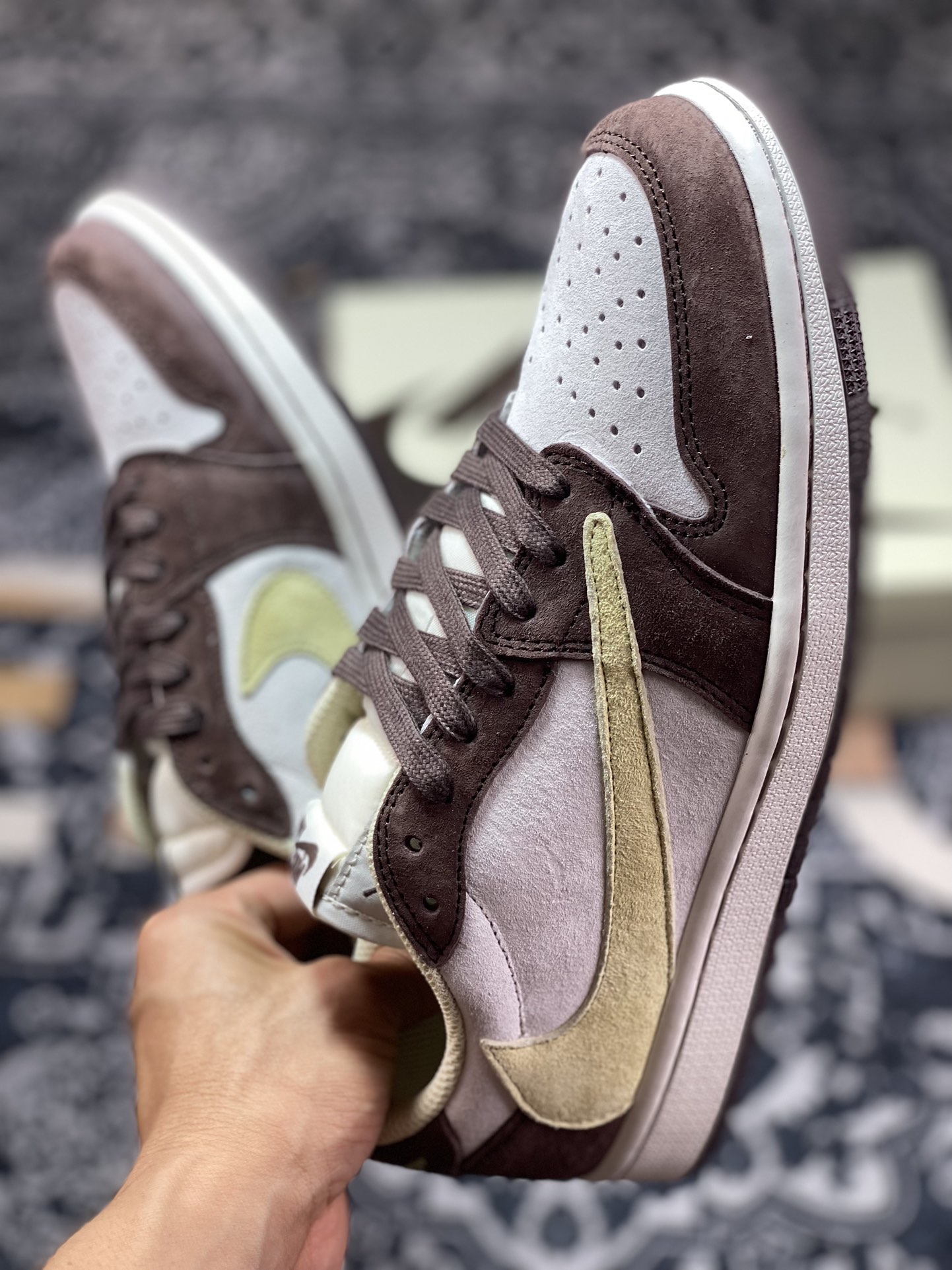 Fragment x TS x Air Jordan 1 Low three-party joint inverted hook low-top DM7866-810