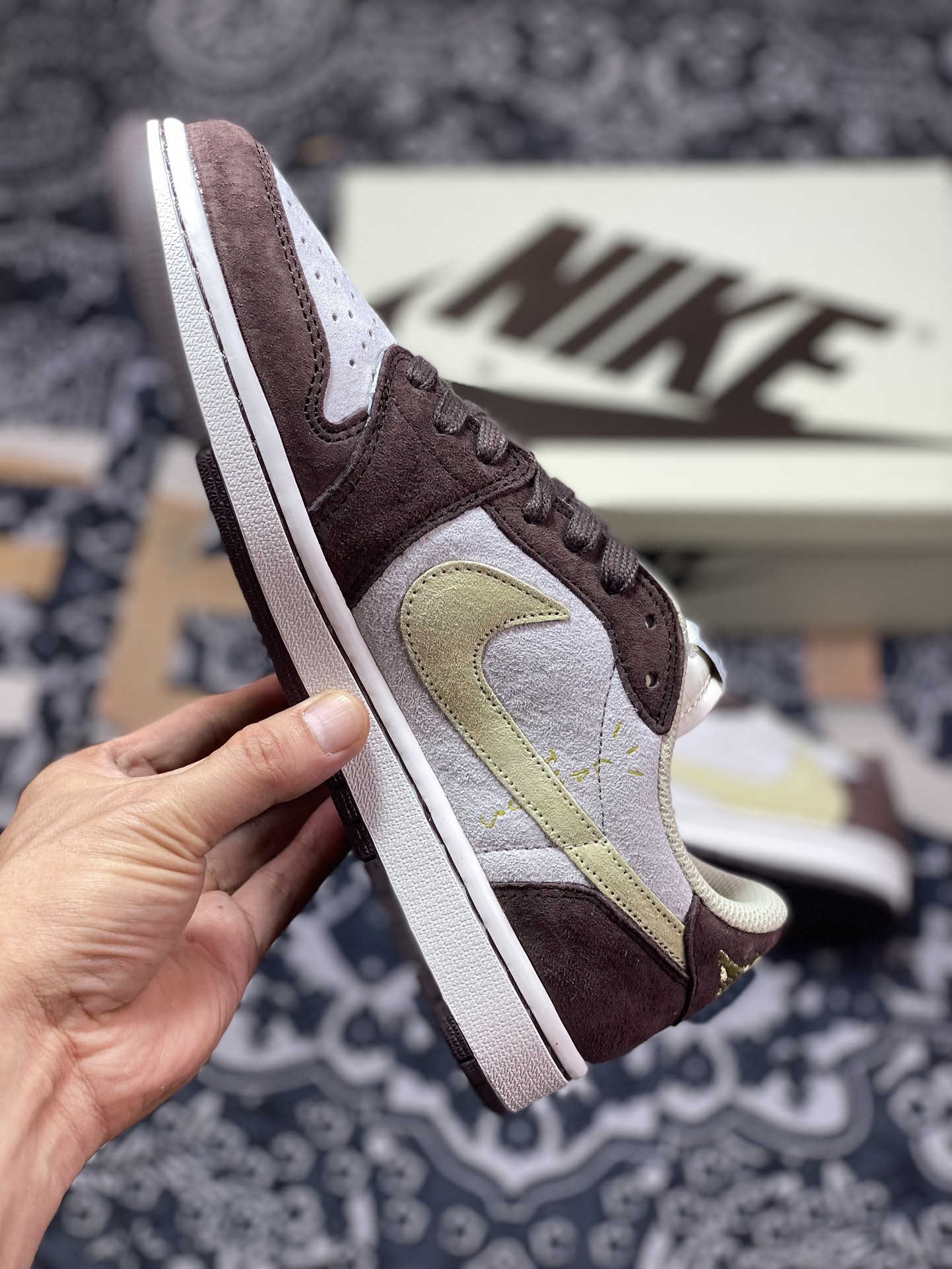 Fragment x TS x Air Jordan 1 Low three-party joint inverted hook low-top DM7866-810