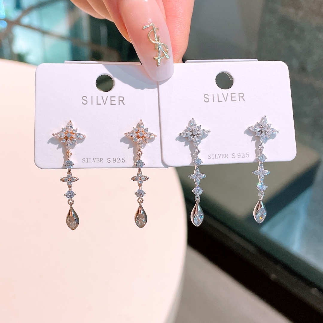 925 Silber Ohrringe Mädchenhaft Bankett Silber