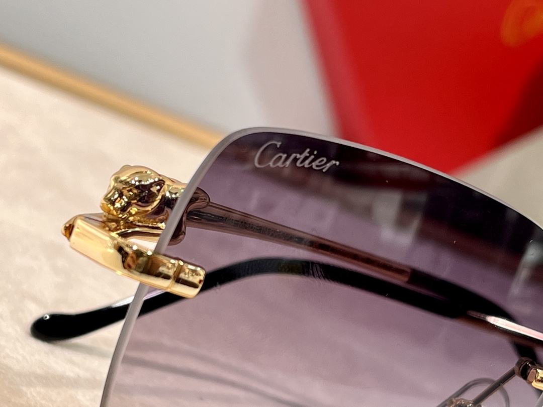 CARTIER*18K金灿灿豹子装饰镜柄CT0359SSIZE:60口15-145️