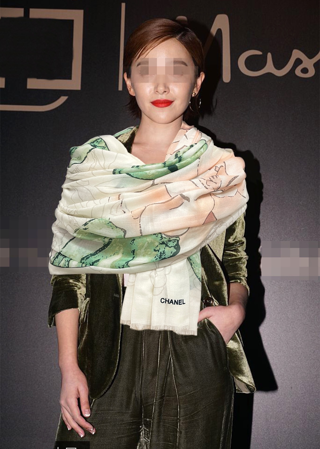 CHANEL香奈儿双面戒指绒长巾