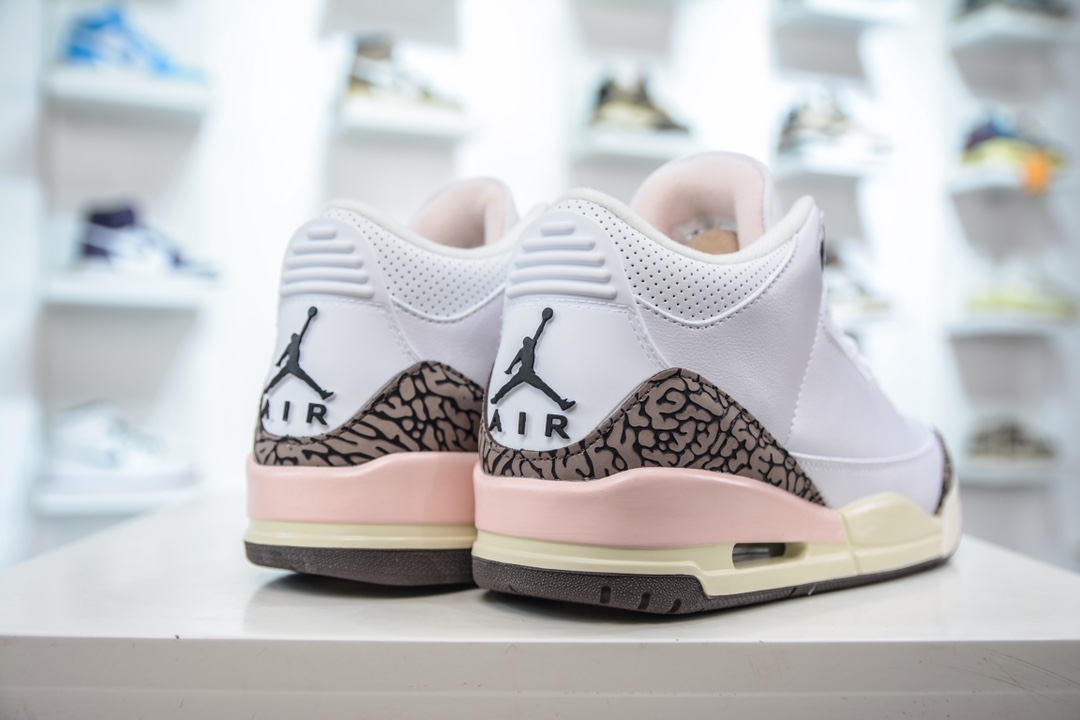 PB pure original Air Jordan 3 Retro ”Dark Mocha” aj3 Sakura white brown powder CK9246-102