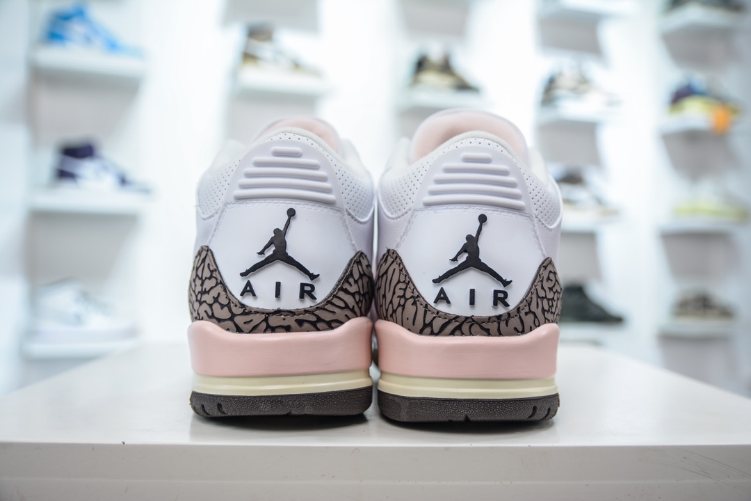 PB pure original Air Jordan 3 Retro ”Dark Mocha” aj3 Sakura white brown powder CK9246-102